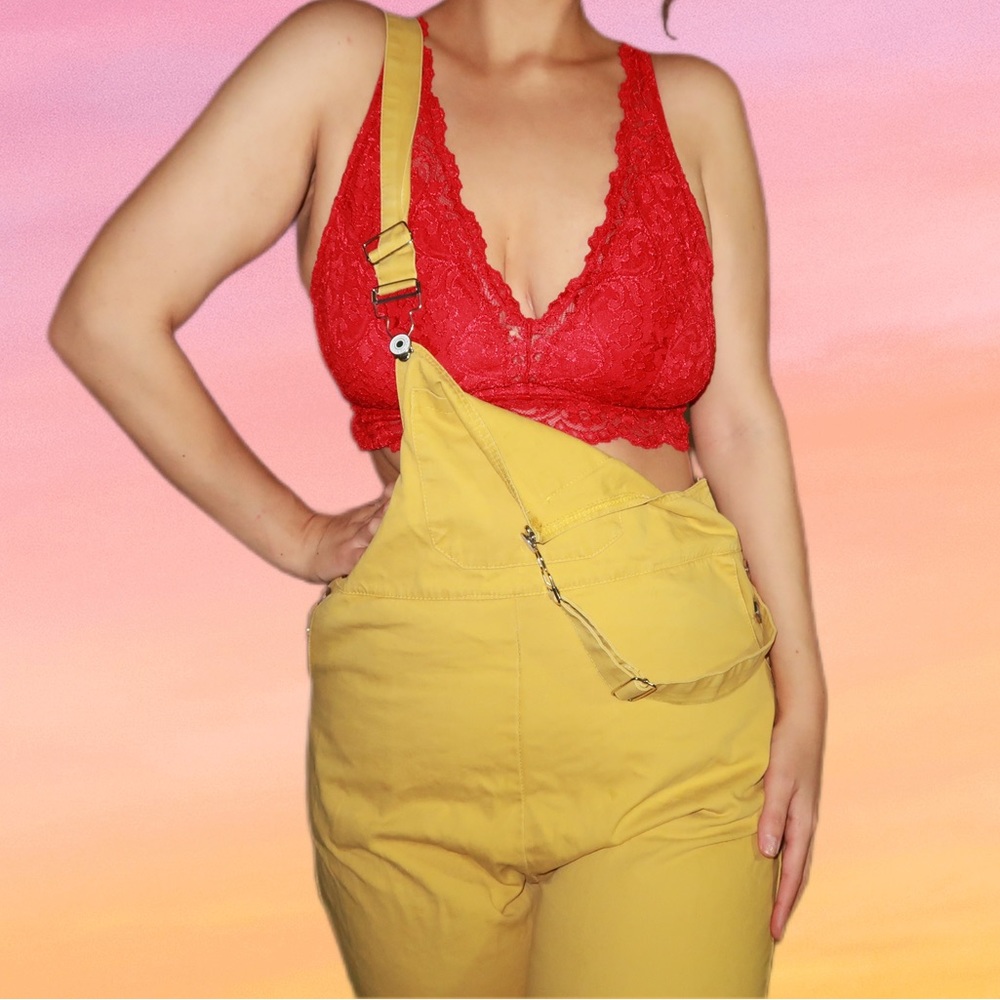 Mustard Yellow Capri-Style Overalls